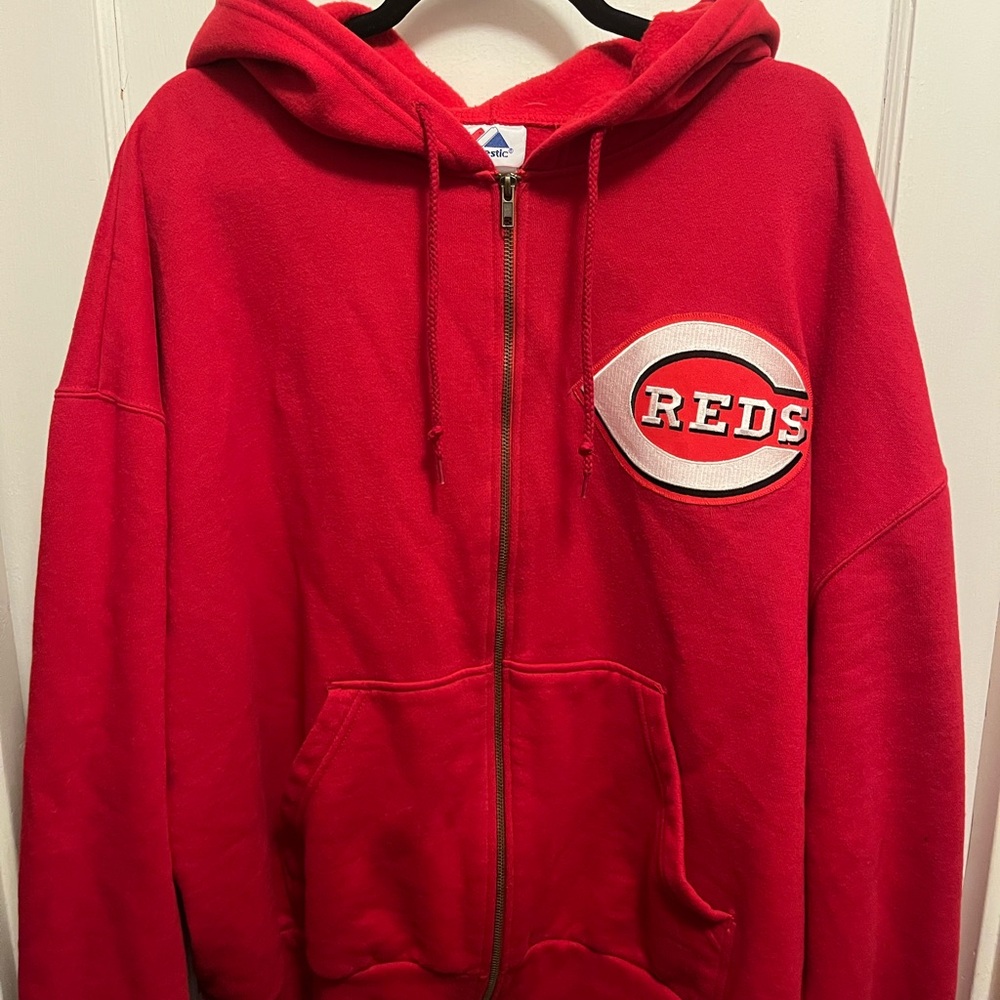 Vintage Majestic Cincinati Red Zip-Up Hoodie